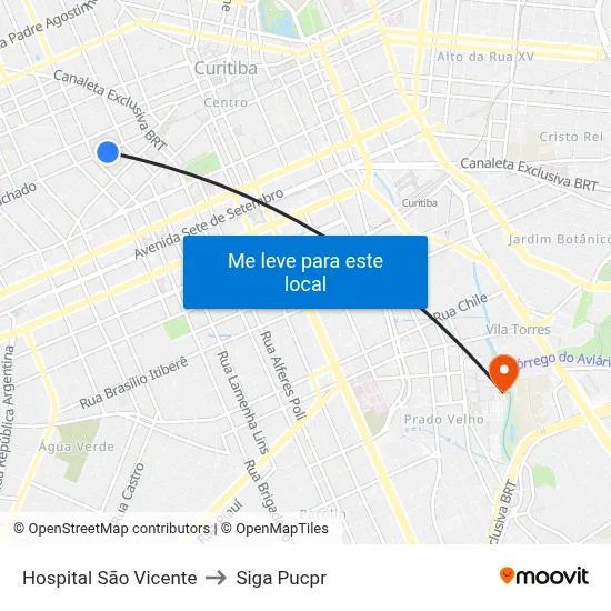 Hospital São Vicente to Siga Pucpr map