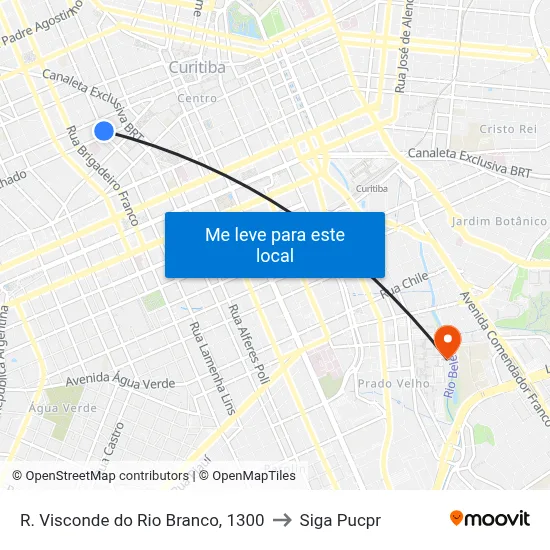 R. Visconde do Rio Branco, 1300 to Siga Pucpr map