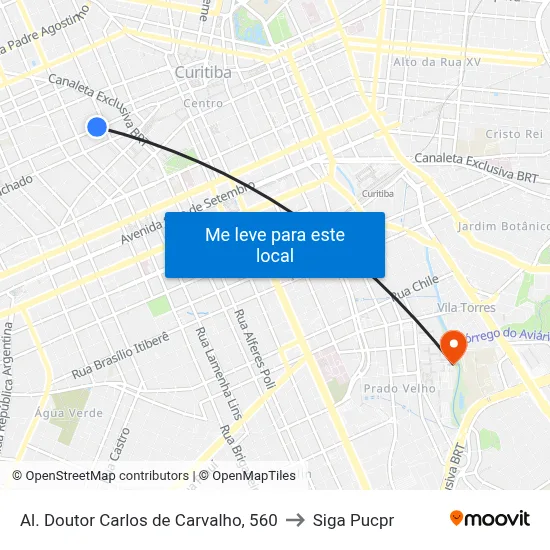 Al. Doutor Carlos de Carvalho, 560 to Siga Pucpr map