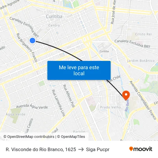 R. Visconde do Rio Branco, 1625 to Siga Pucpr map