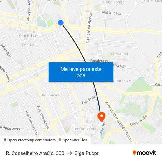 R. Conselheiro Araújo, 300 to Siga Pucpr map