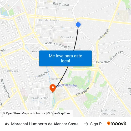 Av. Marechal Humberto de Alencar Castelo Branco, 215 to Siga Pucpr map