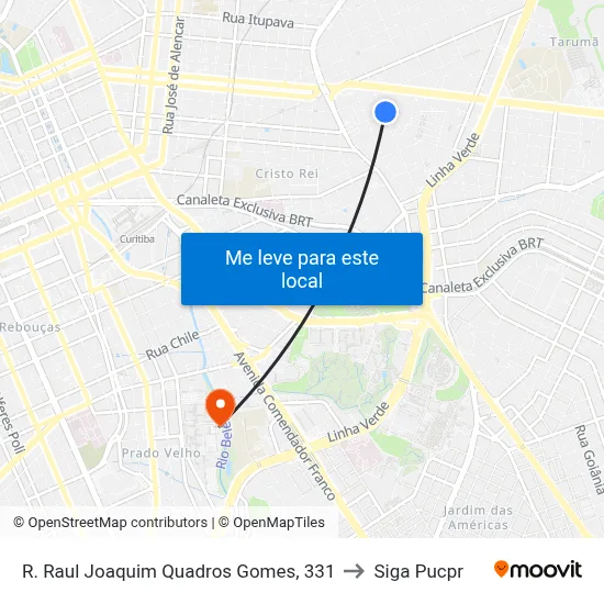 R. Raul Joaquim Quadros Gomes, 331 to Siga Pucpr map