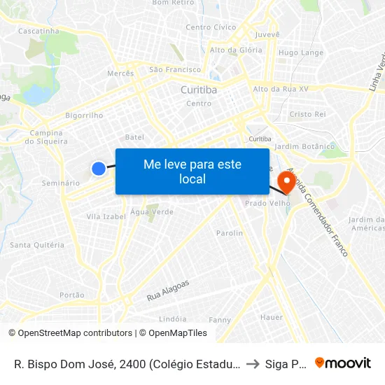 R. Bispo Dom José, 2400 (Colégio Estadual Rio Branco) to Siga Pucpr map