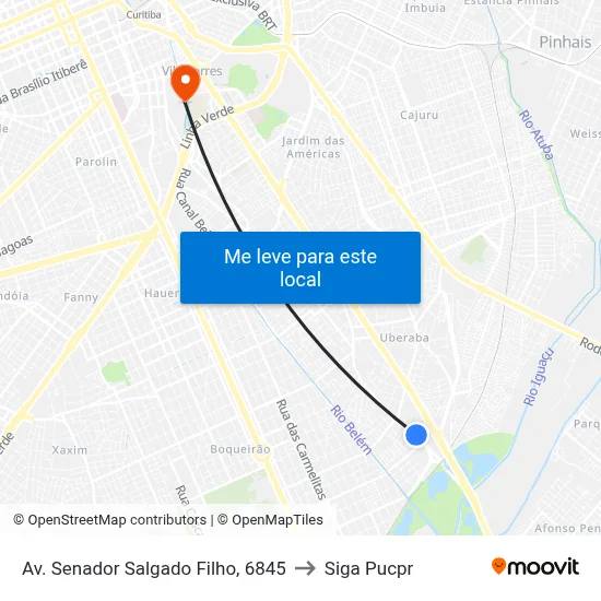 Av. Senador Salgado Filho, 6845 to Siga Pucpr map