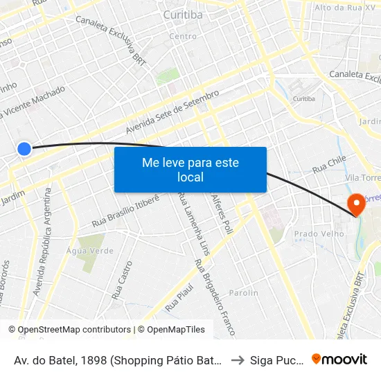 Av. do Batel, 1898 (Shopping Pátio Batel) to Siga Pucpr map
