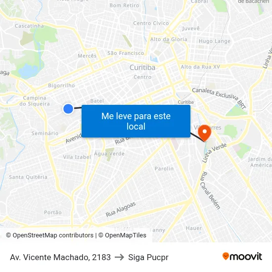 Av. Vicente Machado, 2183 to Siga Pucpr map