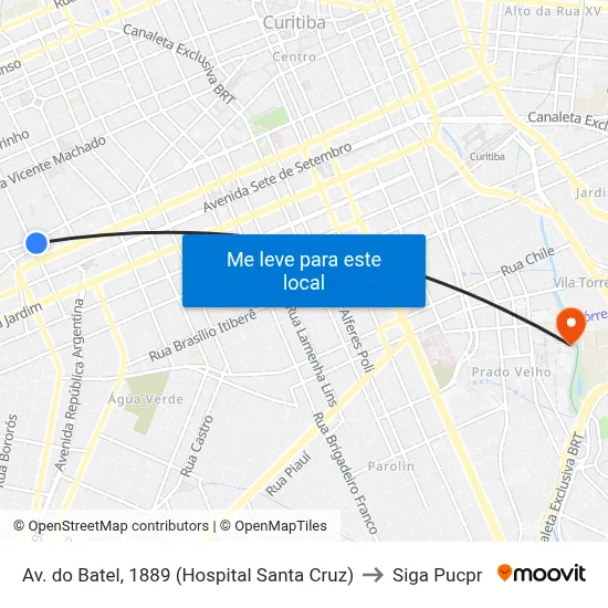 Av. do Batel, 1889 (Hospital Santa Cruz) to Siga Pucpr map