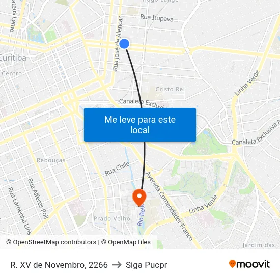 R. XV de Novembro, 2266 to Siga Pucpr map