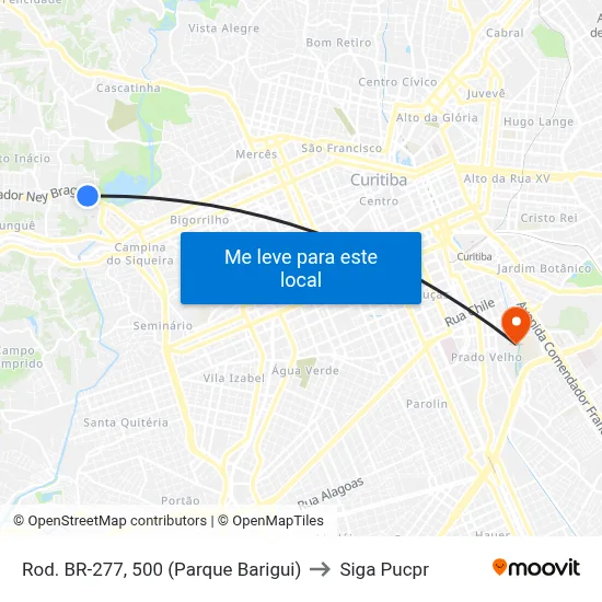 Rod. BR-277, 500 (Parque Barigui) to Siga Pucpr map