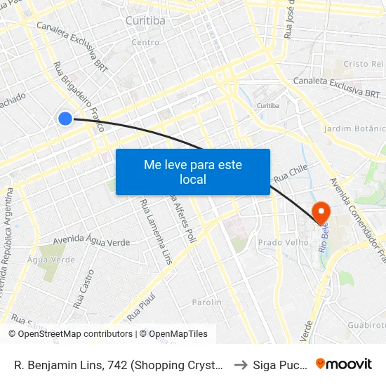 R. Benjamin Lins, 742 (Shopping Crystal) to Siga Pucpr map