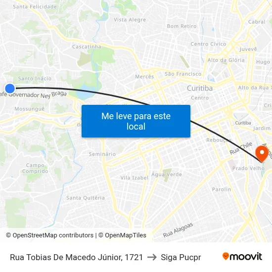 Rua Tobias De Macedo Júnior, 1721 to Siga Pucpr map