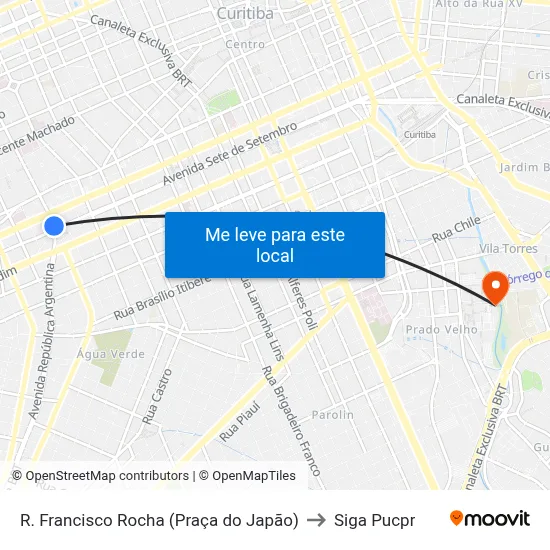 R. Francisco Rocha (Praça do Japão) to Siga Pucpr map
