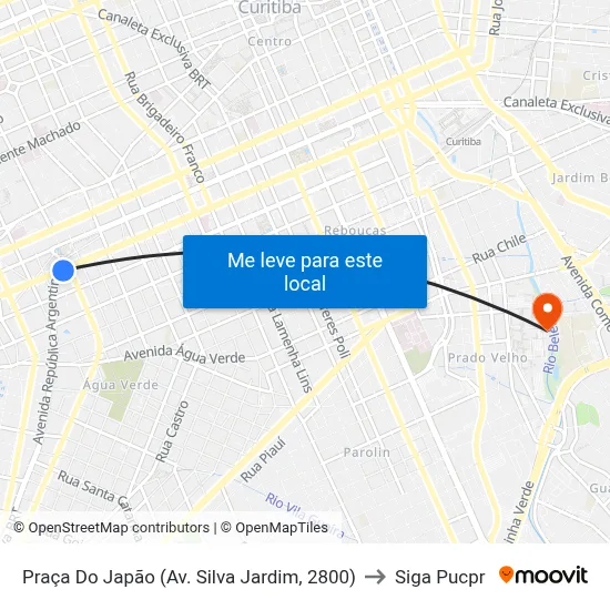 Praça Do Japão (Av. Silva Jardim, 2800) to Siga Pucpr map