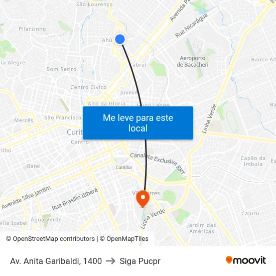 Av. Anita Garibaldi, 1400 to Siga Pucpr map