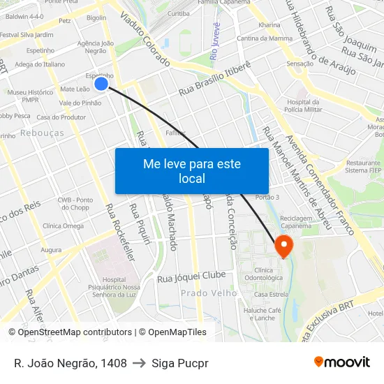 R. João Negrão, 1408 to Siga Pucpr map