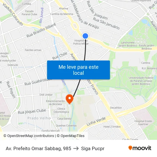 Av. Prefeito Omar Sabbag, 985 to Siga Pucpr map