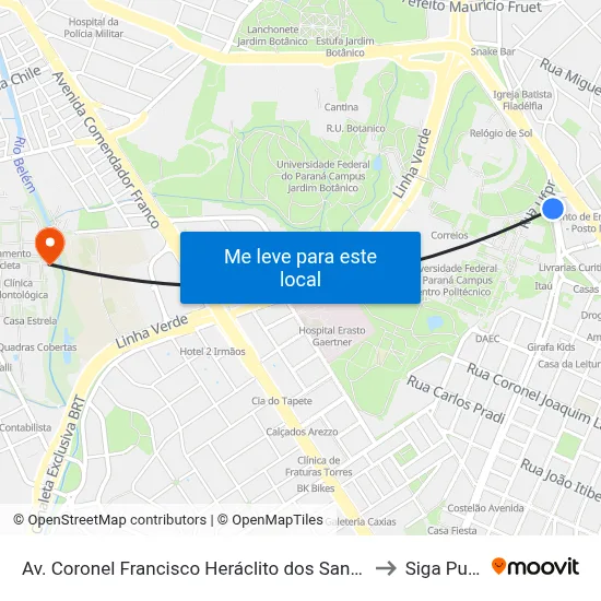 Av. Coronel Francisco Heráclito dos Santos, 100 to Siga Pucpr map