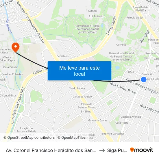 Av. Coronel Francisco Heráclito dos Santos, 800 to Siga Pucpr map