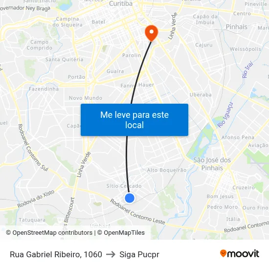 Rua Gabriel Ribeiro, 1060 to Siga Pucpr map