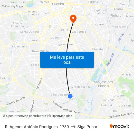 R. Agenor Antônio Rodrigues, 1730 to Siga Pucpr map