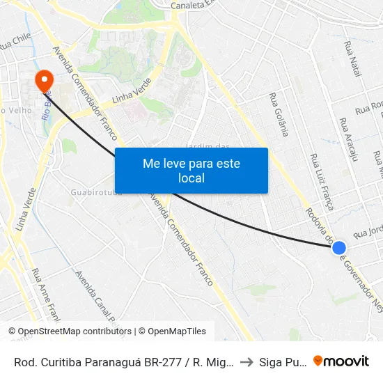 Rod. Curitiba Paranaguá BR-277 / R. Miguel Caluf to Siga Pucpr map
