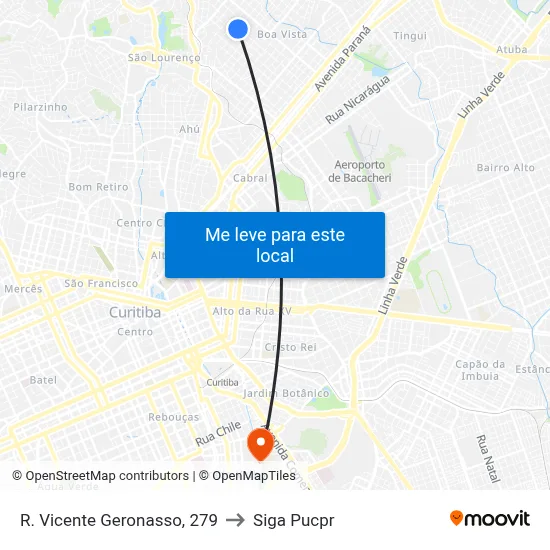 R. Vicente Geronasso, 279 to Siga Pucpr map