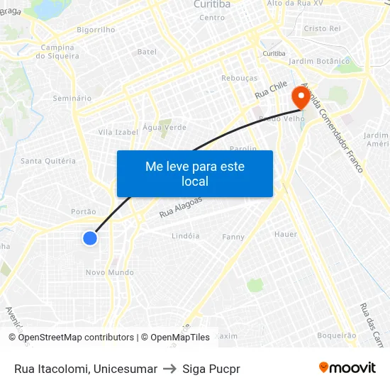 Rua Itacolomi, Unicesumar to Siga Pucpr map