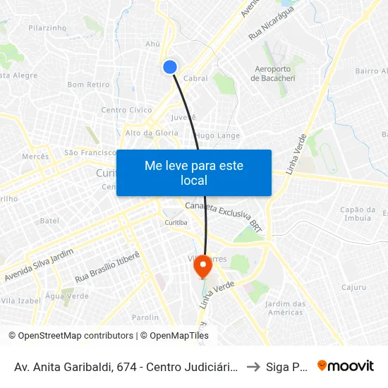 Av. Anita Garibaldi, 674 - Centro Judiciário De Curitiba to Siga Pucpr map