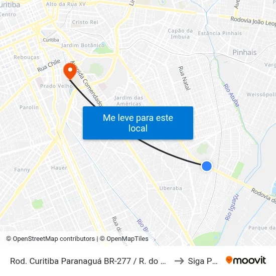 Rod. Curitiba Paranaguá BR-277 / R. do Camacuam to Siga Pucpr map