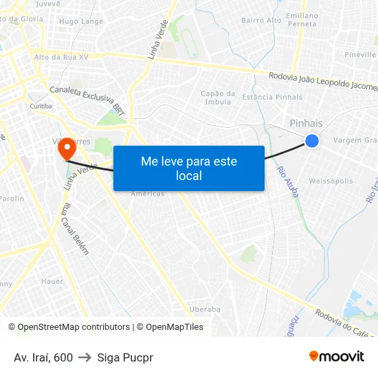 Av. Iraí, 600 to Siga Pucpr map