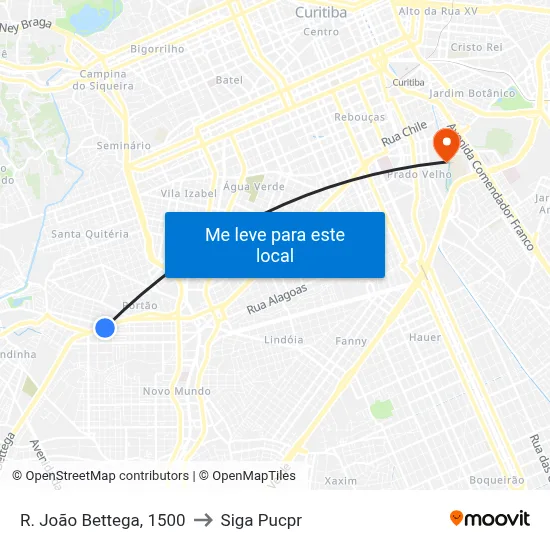 R. João Bettega, 1500 to Siga Pucpr map