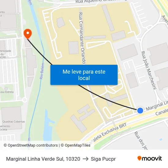 Marginal Linha Verde Sul, 10320 to Siga Pucpr map
