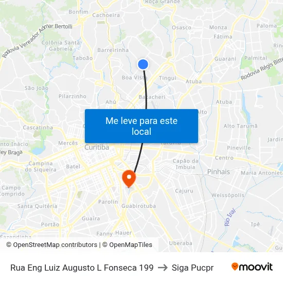 Rua Eng Luiz Augusto L Fonseca 199 to Siga Pucpr map