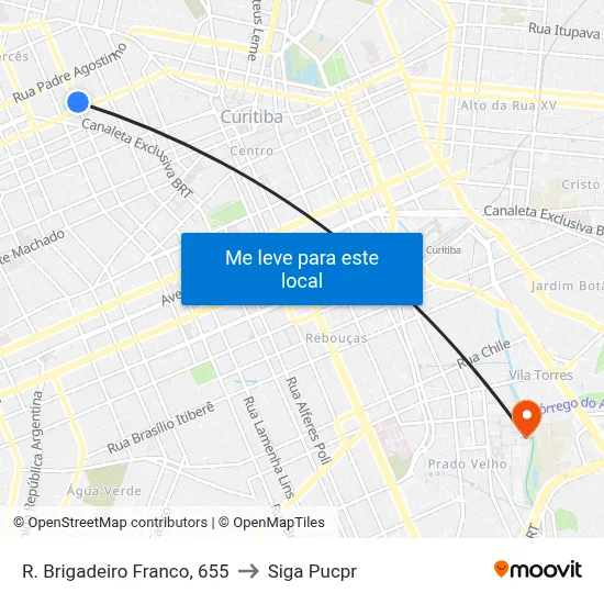 R. Brigadeiro Franco, 655 to Siga Pucpr map