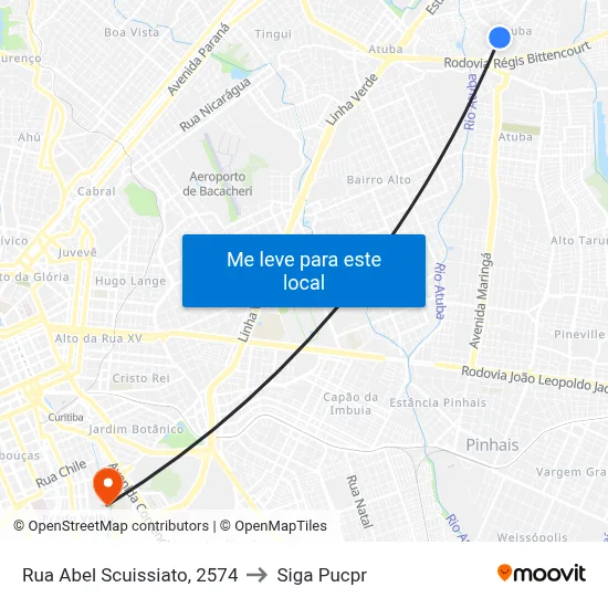 Rua Abel Scuissiato, 2574 to Siga Pucpr map