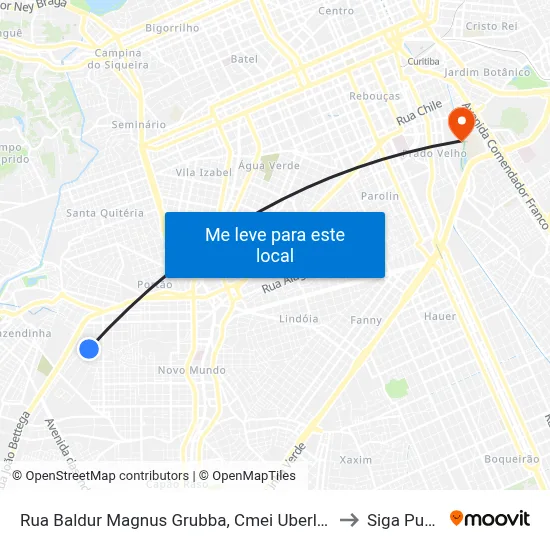 Rua Baldur Magnus Grubba, Cmei Uberlândia to Siga Pucpr map