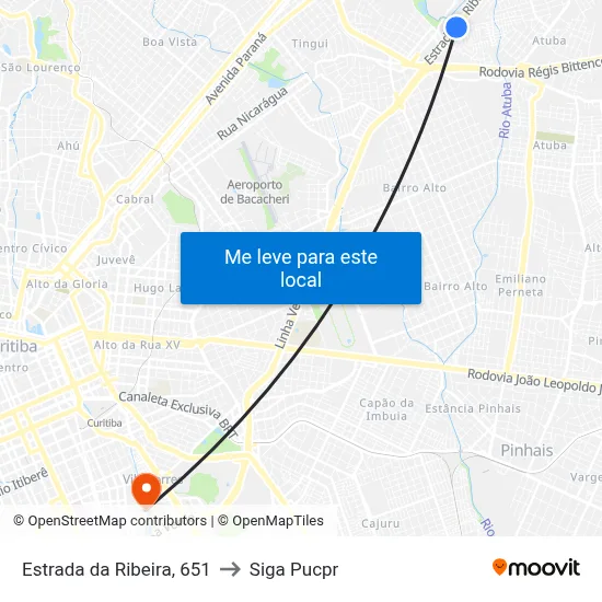 Estrada da Ribeira, 651 to Siga Pucpr map
