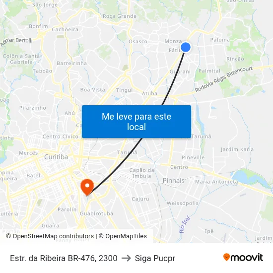 Estr. da Ribeira BR-476, 2300 to Siga Pucpr map