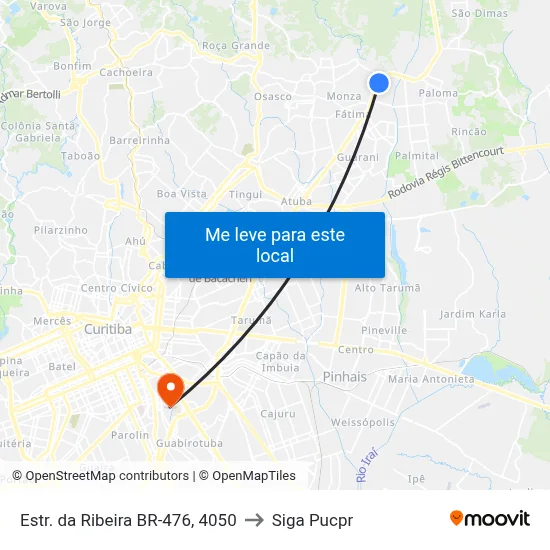 Estr. da Ribeira BR-476, 4050 to Siga Pucpr map