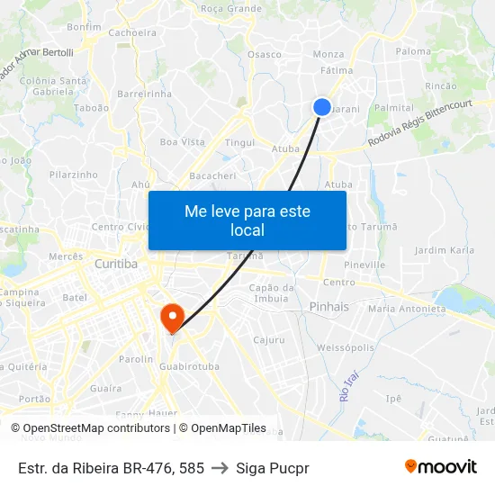 Estr. da Ribeira BR-476, 585 to Siga Pucpr map