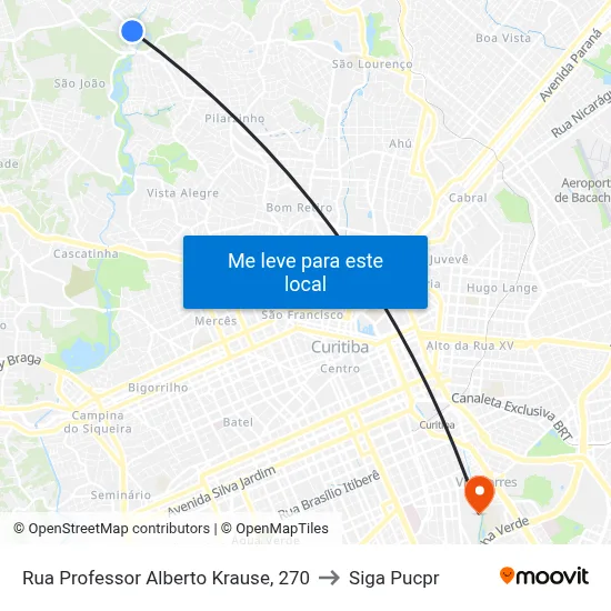 Rua Professor Alberto Krause, 270 to Siga Pucpr map