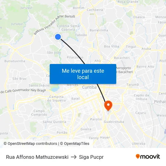 Rua Affonso Mathuzcewski to Siga Pucpr map