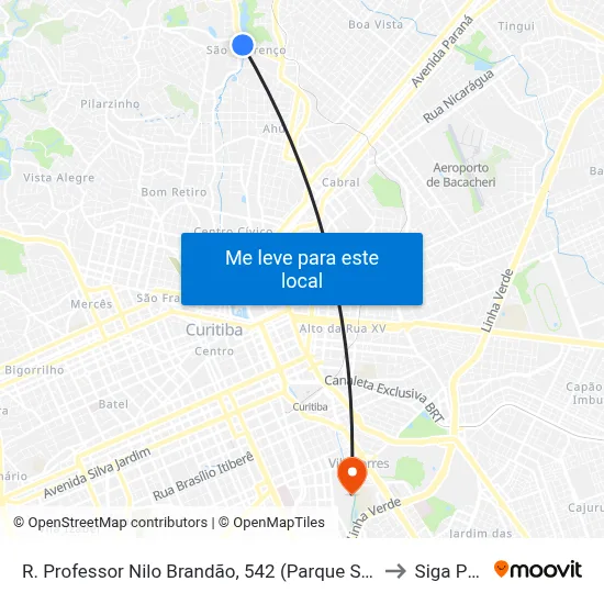 R. Professor Nilo Brandão, 542 (Parque São Lourenço) to Siga Pucpr map