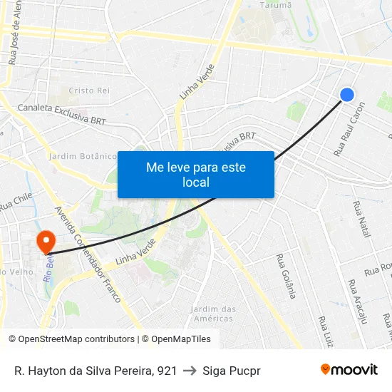 R. Hayton da Silva Pereira, 921 to Siga Pucpr map