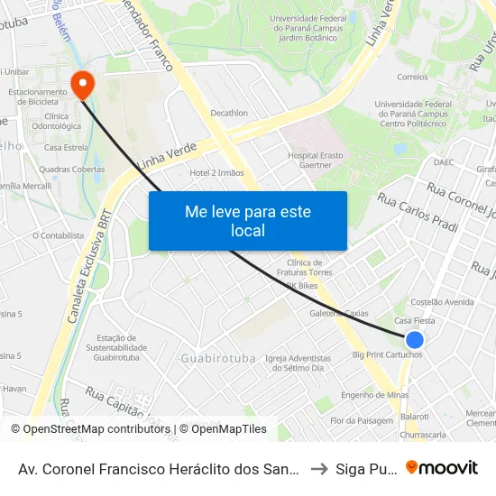 Av. Coronel Francisco Heráclito dos Santos, 1422 to Siga Pucpr map