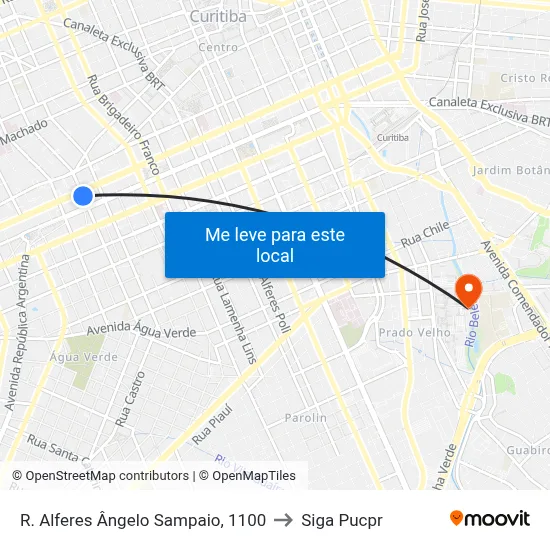 R. Alferes Ângelo Sampaio, 1100 to Siga Pucpr map