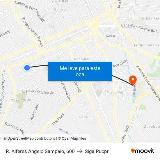 R. Alferes Ângelo Sampaio, 600 to Siga Pucpr map