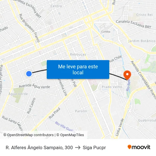 R. Alferes Ângelo Sampaio, 300 to Siga Pucpr map