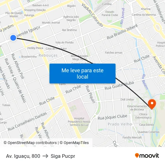 Av. Iguaçu, 800 to Siga Pucpr map